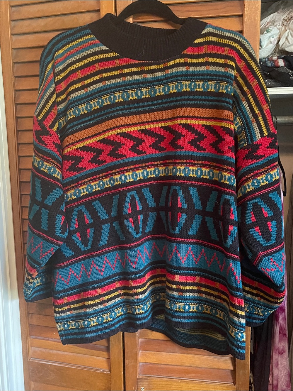 Cozy Multi-Color Patterned Crewneck Sweater
